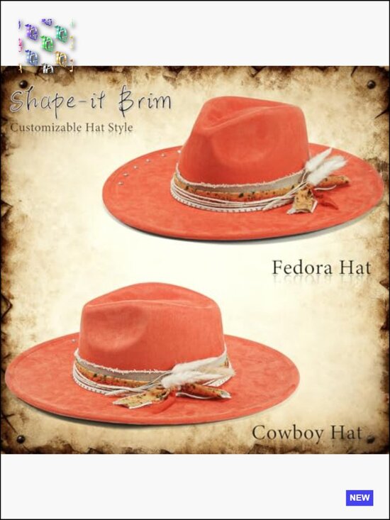 Wide Brim Fedora Hat Felt Panama Dress Up Unisex Western Boho Retro Handmade main image 4
